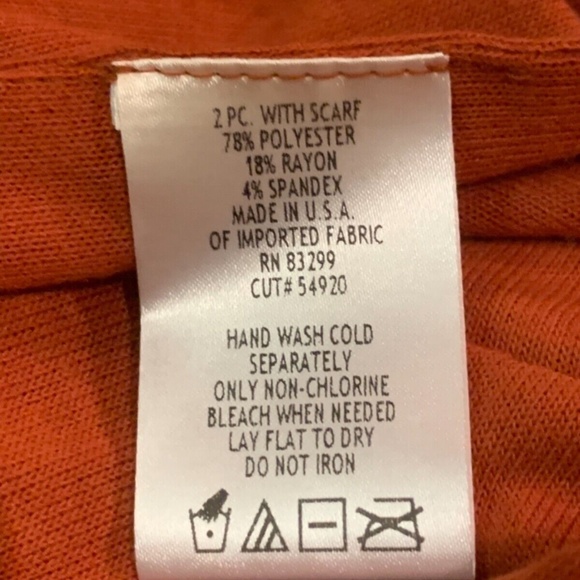 2 Attitudes By Renee Greenstein Women's Robe Cover-up Sz 1X + Scarf Deep Orange - Picture 10 of 12